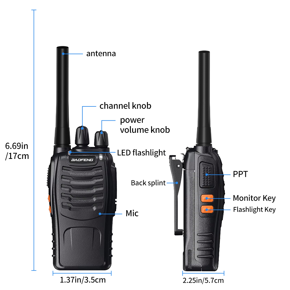 Baofeng BF-88E Pmr comunicador de intercomunicación portátil 16 Kanaal Lange Afstand Gesprek Walkie Talkie 5W 446Mhz Radio de Hotel en casa