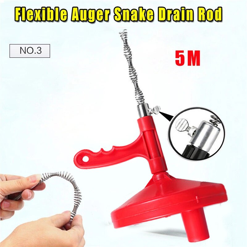 Sink Pipe Drain Cleaner Auger Plunger With Snake Cable Bathroom Clean Dredging Tool Sewer Brush Toilet Pipe Sewer Dredger