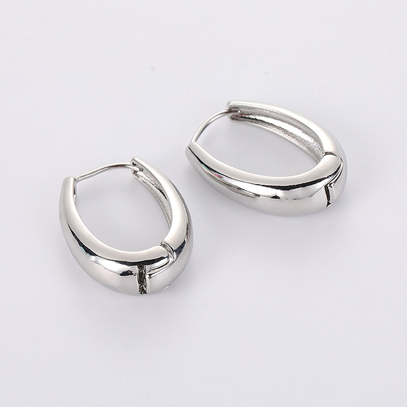 Pendientes de tuerca con contraste de Metal ovalado geométrico francés, pendiente con personalidad, un estilo, dos prendas para mujeres y niñas, joyería para fiestas y vacaciones: Bronce antiguo plateado