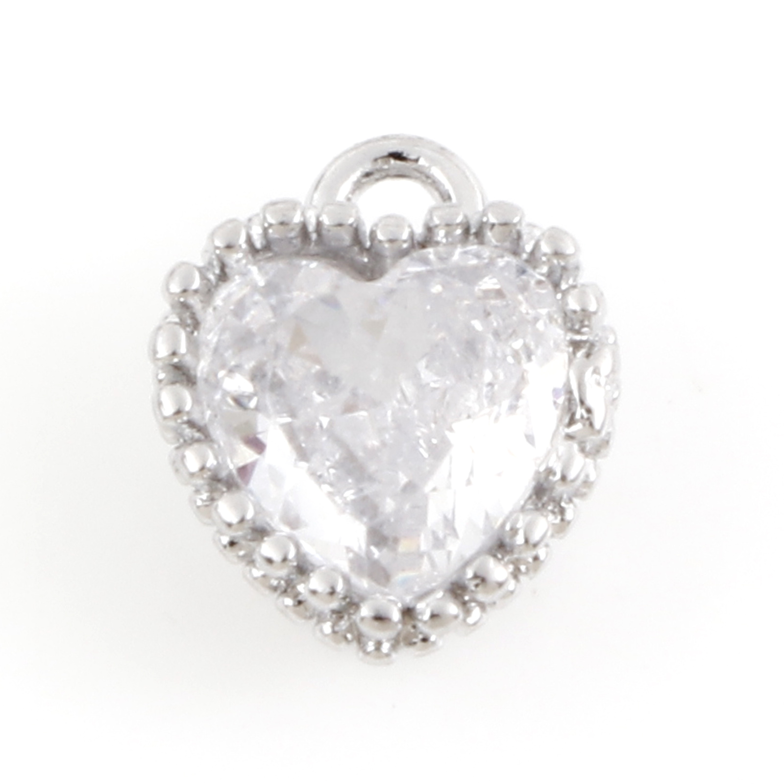 Abalorios de piedra de nacimiento de 2 piezas, 12 colores, corazón, Color plateado, colgantes para collar, pulsera, fabricación de joyas, cuentas de diamantes de imitación Diy, 8x6,5mm: Violeta