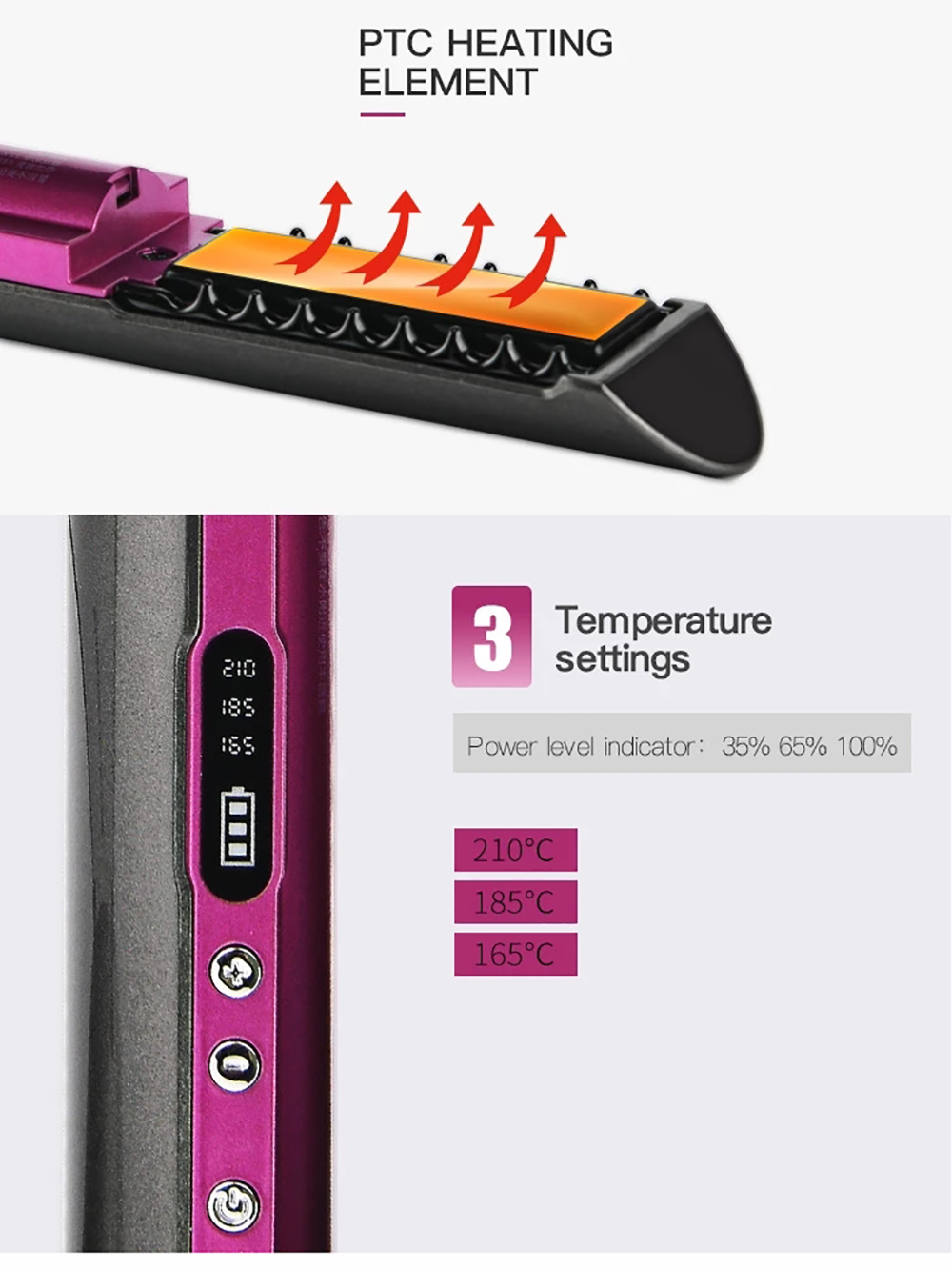 Mini 2 IN 1 Flat Iron USB 4800mah Wireless Hair Straightener with Charging Base Portable Cordless Curler Dry and Wet Use