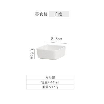 square snack plate divided grid plate household ceramic platter snack nut plate sauce plate fruit plate dish: white