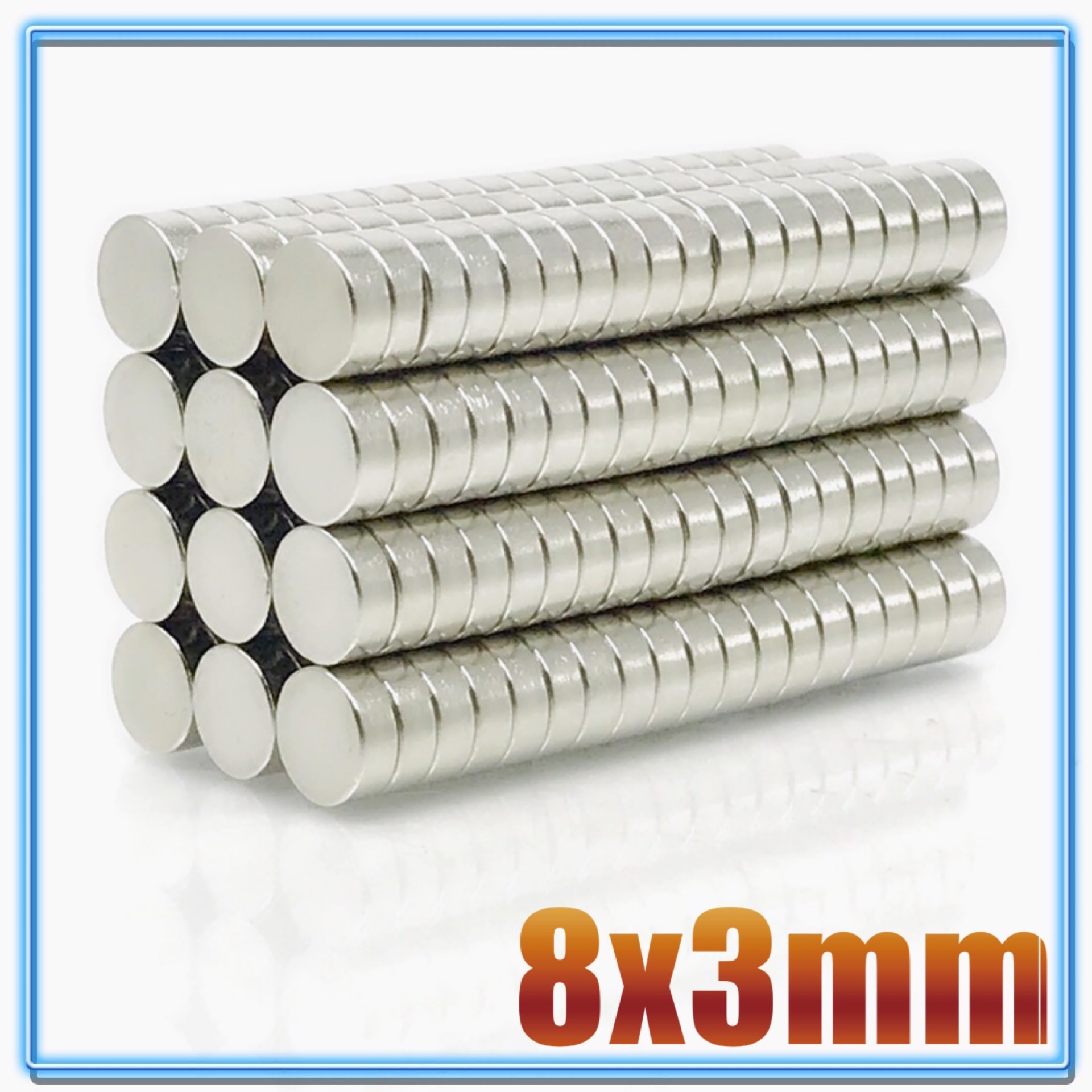 100 stk  n35 rund magnet 8 x 1 8 x 1.5 8 x 2 8 x 3 8 x 4 8 x 5 8 x 6 8 x 10 mm neodymmagnet permanent ndfeb superstærke kraftige magneter
