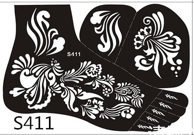 1sheet Tattoo Templates foot/feet 16models henna t... – Grandado