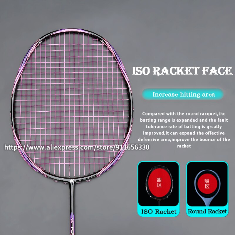 Raquettes de Badminton en Fiber de carbone de Type avec sacs à ficelle, Tension maximale de 32lb, entraînement, raquette de sport de vitesse pour adultes, G5