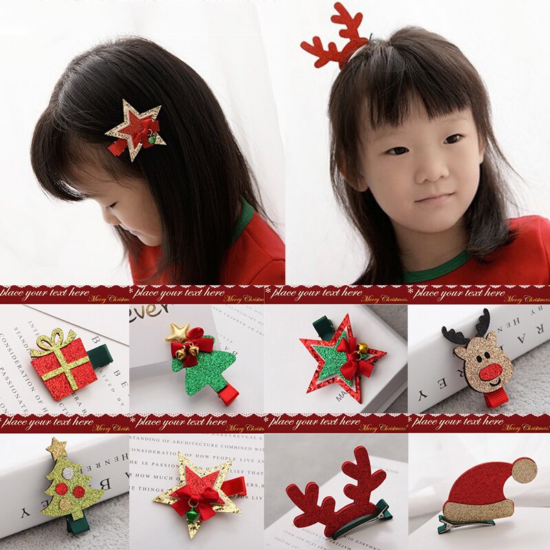 Baby Meisje Haar Clips Elanden Tree Star Kids Haarspelden Headwrap Baby Meisje Haar Accessoires Baby Haar Clips Kerstcadeaus