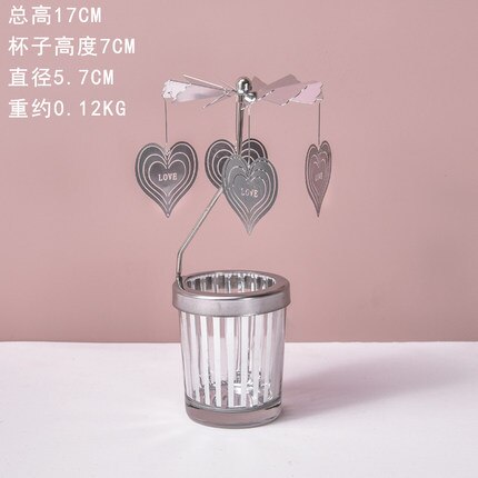 Spinning Rotating Metal Carousel Tea Light Candle Holder Lamp Christmas Candle Holder Decoration Decoration Candle: Blue