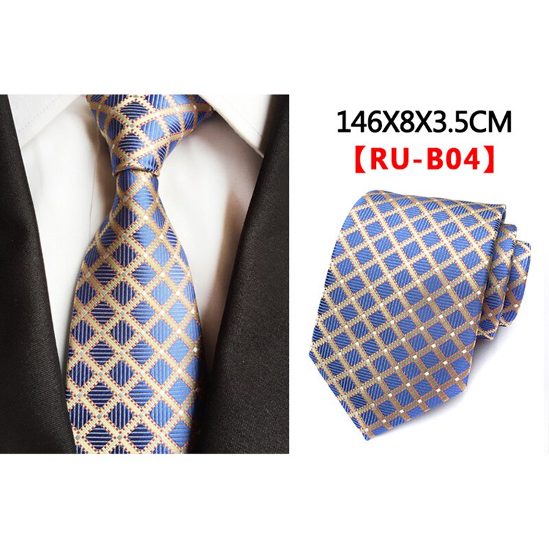 Ricnais 8cm Formal Tie Brown Yellow Plaid Striped Silk Necktie Suit Mens Silk Neck Tie For Man Business Wedding Party Gravata