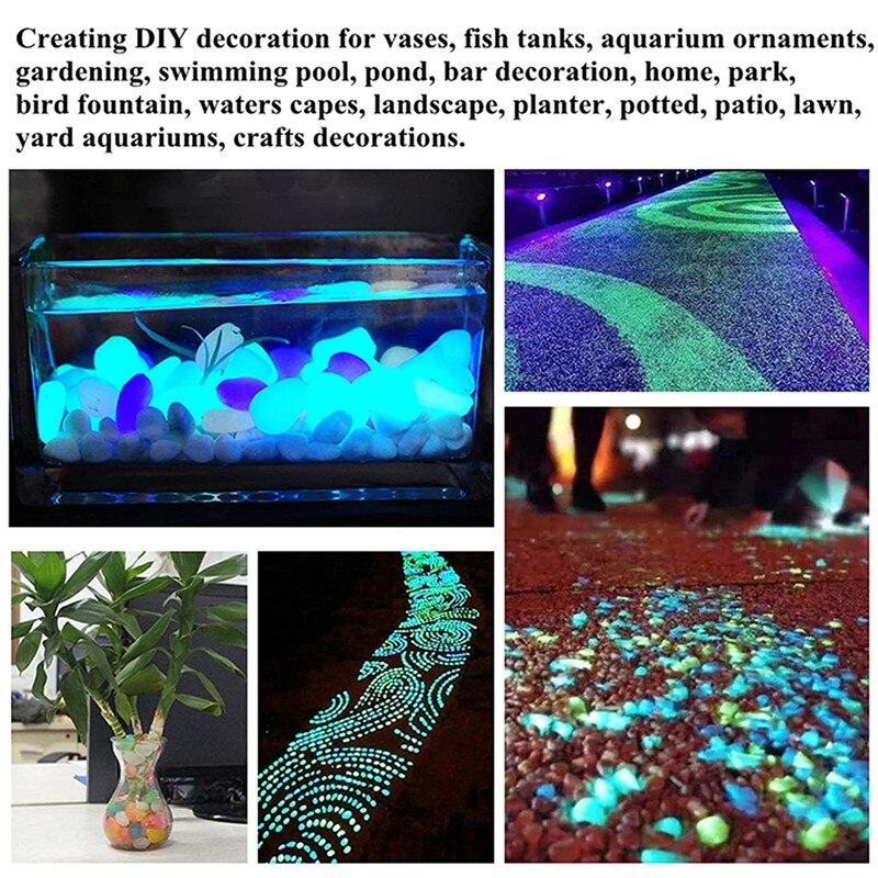 300 Stks/pak 14Mm Lichtgevende Grind Tuin Decoratie Lichtgevende Steen Pebble Medium Lichtgevende Outdoor Aquarium Decoratie