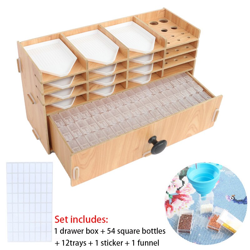 Wooden Drawer Organizer Box Diamond Painting Tray DIY Craft Storage Accessoires Tools Kit Bead Container Organizer Racks: Combination 5