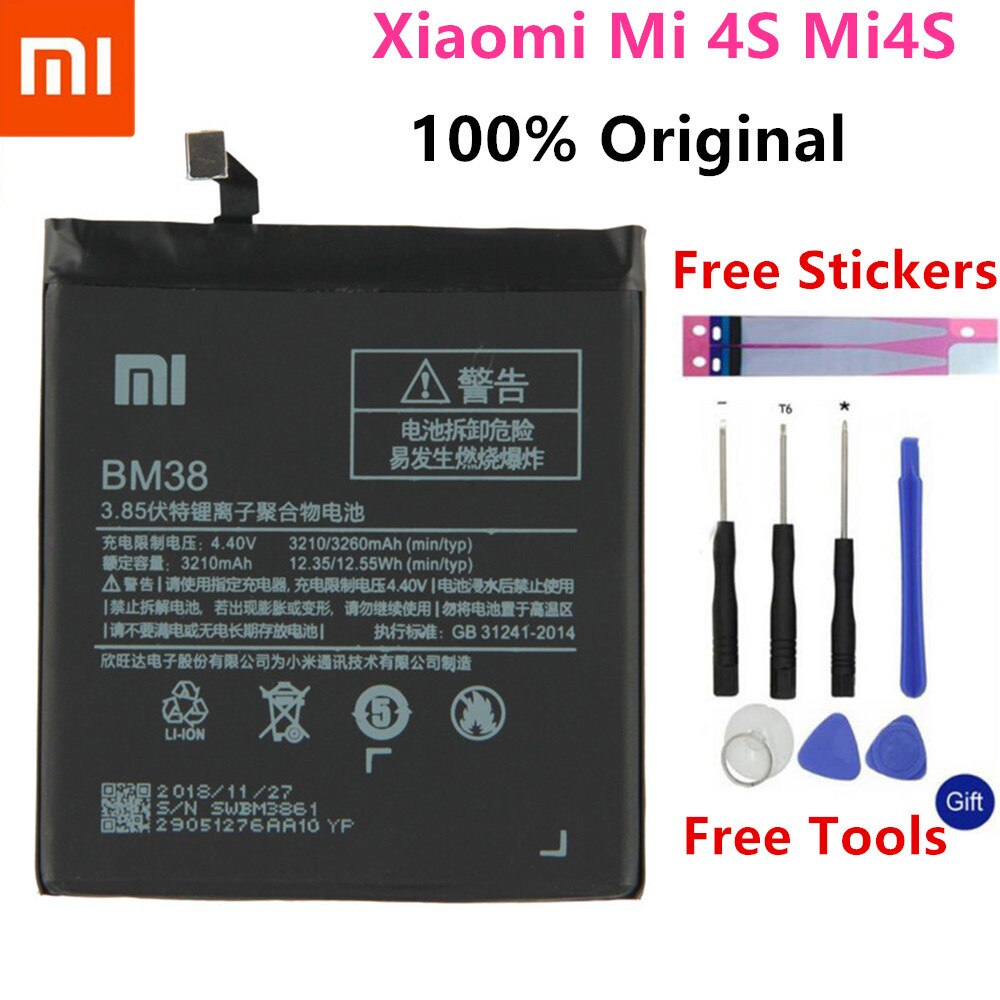 Batería de polímero de litio de repuesto para Xiaomi Redmi 5A, BM35, BM36, BM37, BM38, BN34, 5,0 &quot;, Mi 4C, 5C, 4S Plus, Mi4C, Mi5S, Mi5C: BM38 For Mi4S