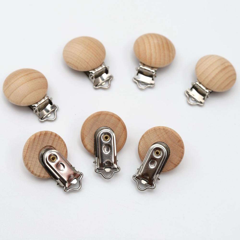 5/8 stücke Baby Holz Clips Baby Schnuller Attrappe Clip Halfter Einfarbig Natürliche Holz Baby Fütterung Zubehör Schnuller Verschluss Metall