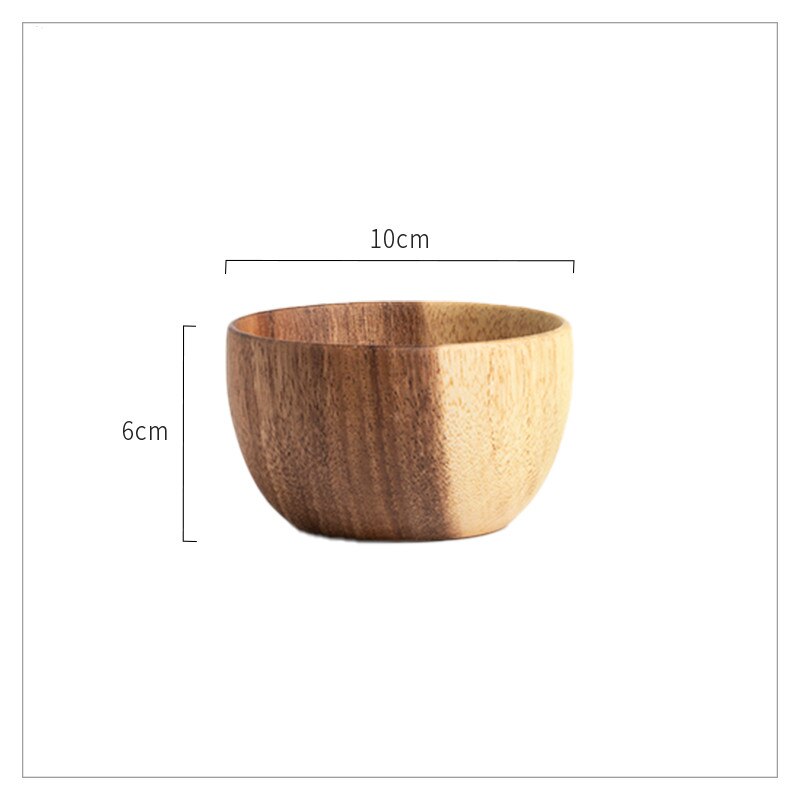 Cuenco de madera hecho a mano de estilo japonés, utensilios de cocina de madera de Acacia, tazón de Ramen para sopa, batidos, utensilio de cocina: 10x6cm