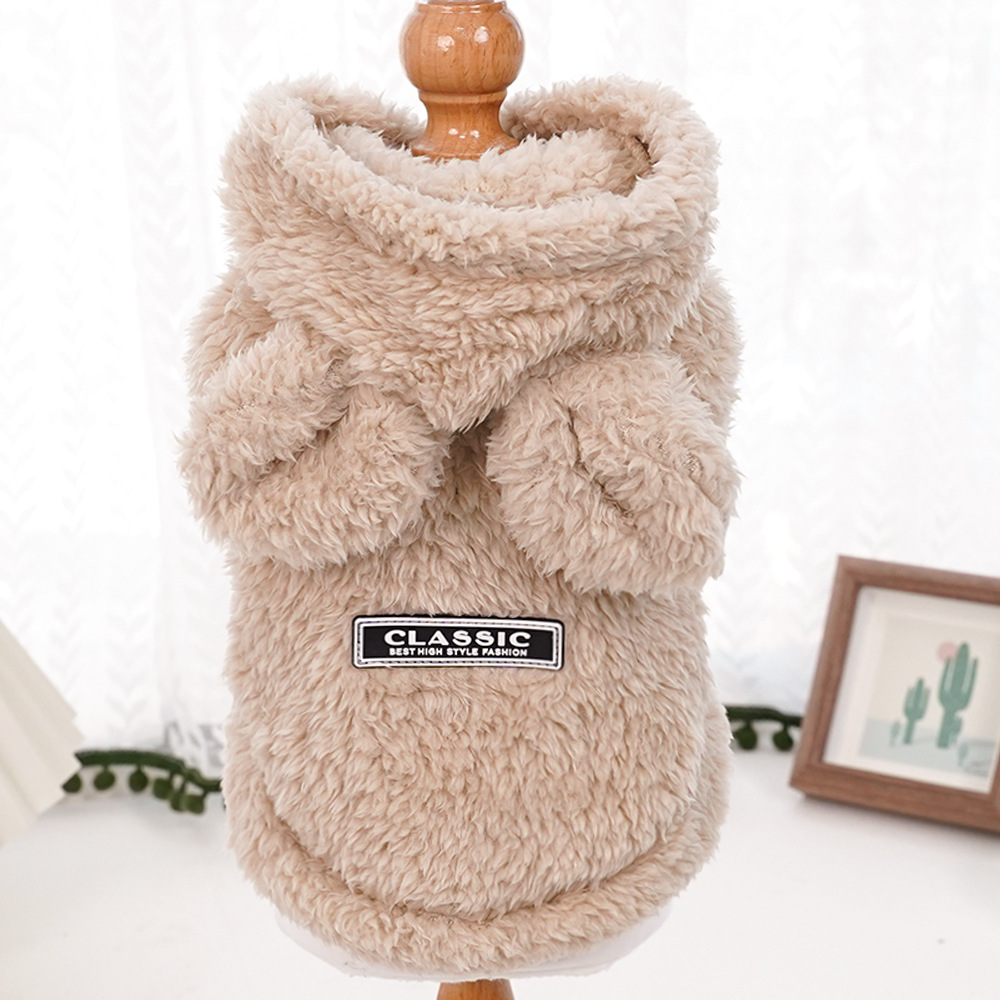 Oreille de lapin confortable coton polaire à capuche vêtements pour animaux de compagnie automne et hiver vêtements chat sweat à capuche chien vêtements fournitures: XXL / Black