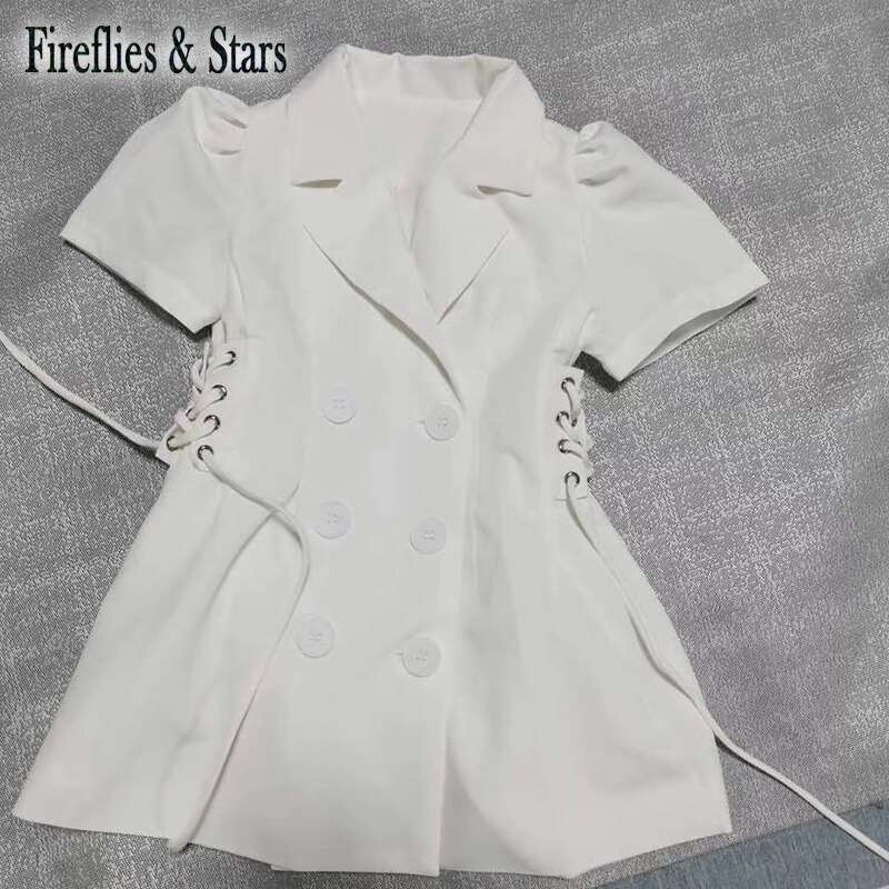 Costume d&#39;été pour filles, veste pour bébé, manteau, Blazer blanc, vêtements pour enfants, laçage à la taille, manches fines et douces plissées, pour enfants de 2 à 8 ans: 5T