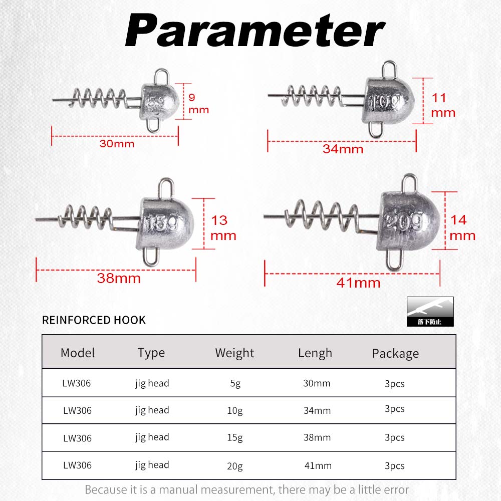 Hunthouse soft lure 5g 10g 15g 20g fishing lead head screw head jig head for big shad fishing tool fishing equipment