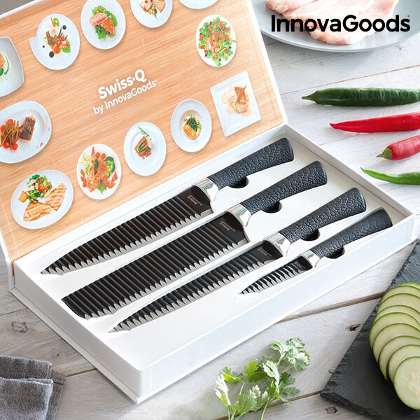 Innovagoods swiss·q namiutsu svart haj kniv set  (4 delar)