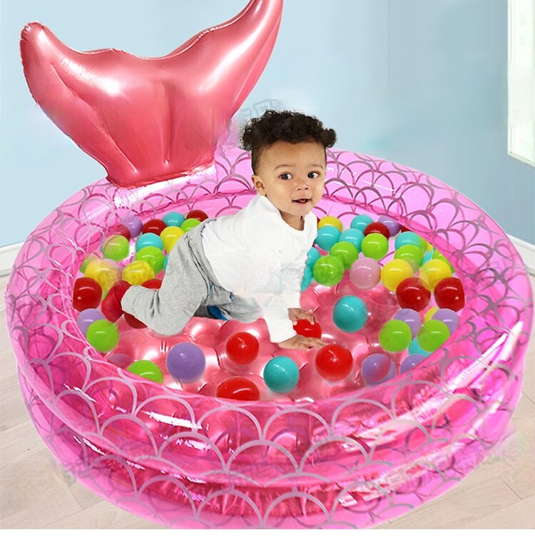 Water Toys PVC Inflatable Mermaid Pool Household Baby Swimming Pool Ocean Ball Pool Thickened Bathtub