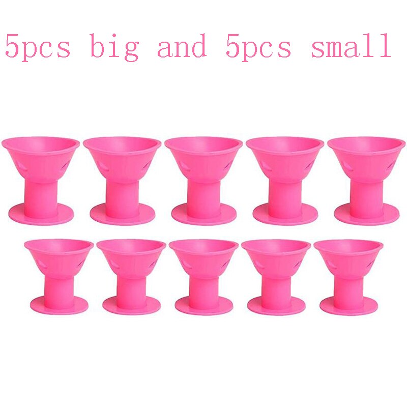 Rulos mágicos de silicona para el cuidado del cabello, rizador de goma suave, sin calor, sin Clip, herramienta de estilismo, cuidado para dormir: 10pcs pink