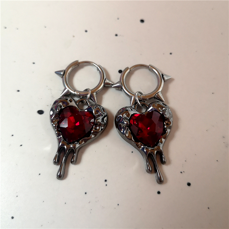 Goth oregelbundet hjärta kors spindel spiral rostfritt stål örhängen kvinnor män grunge  y2k smycken 2000s scen emo accessoarer: Ljusgul färg