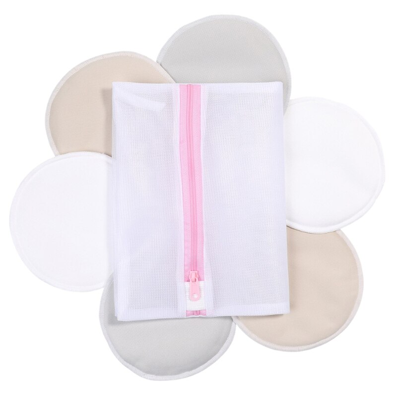 6 pièces coussinets d'allaitement lavables avec sac de lavage allaitement pour la maternité, couvertures de mamelon réutilisables, résistant aux fuites très absorbant