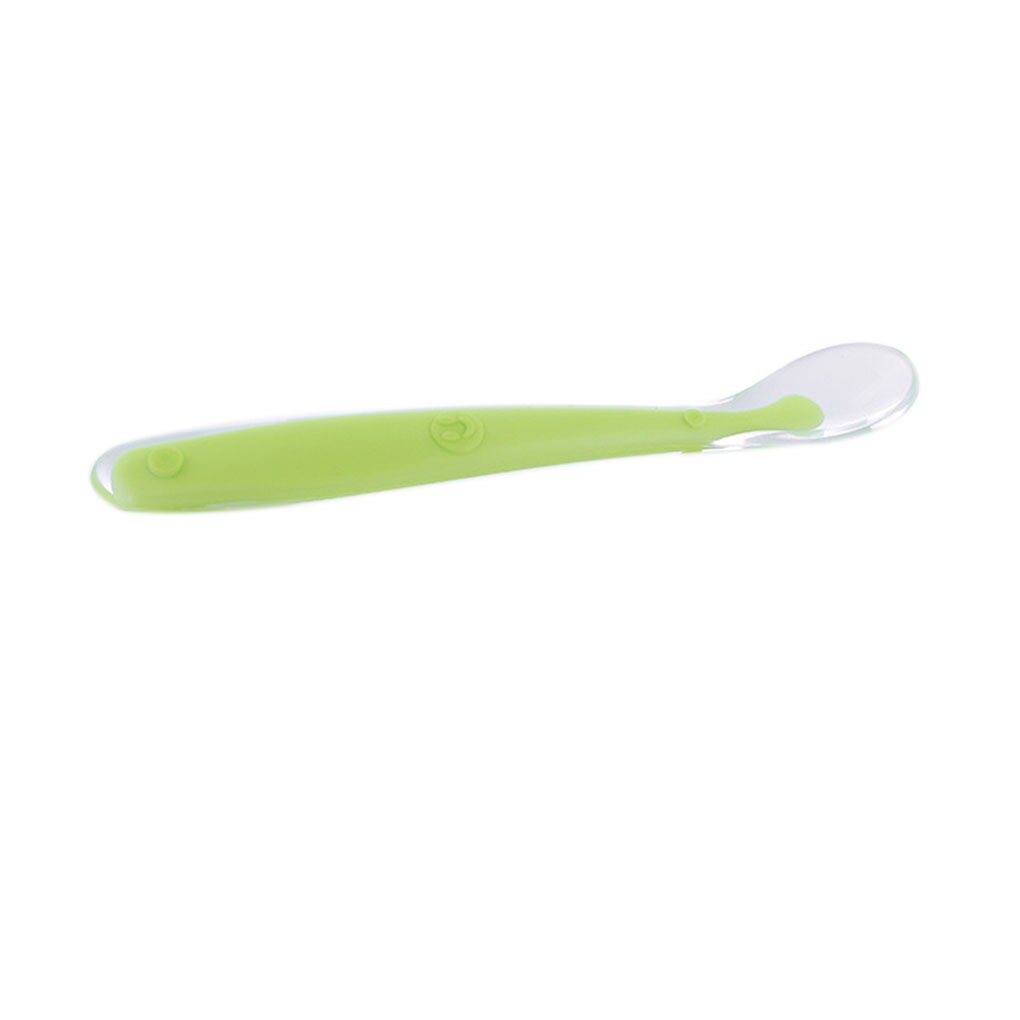 Cuillère en Silicone souple pour bébé, couleur bonbon, détection de la température, nourriture pour bébé, plats d&#39;alimentation, appareil d&#39;alimentation: green