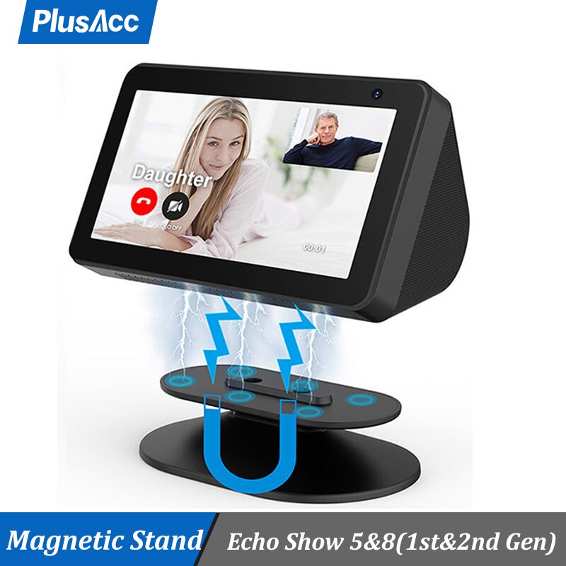 PlusAcc-soporte magnético para Echo Show 8 5, 1. ª y 2. ª generación, con función de inclinación giratoria ajustable para obtener una buena visualización/ángulo de la cámara