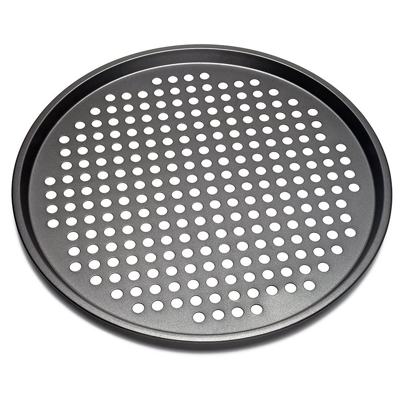 Bandeja para hornear pizzas antiadherente de acero al carbono bandeja de 32cm plato de Pizza soporte para platos horno doméstico para cocina herramientas Accesorios