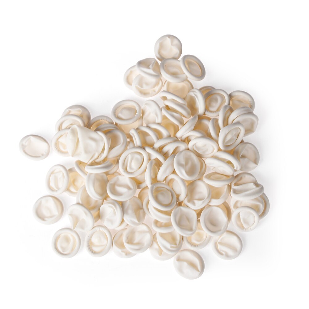 100 Pcs Disposable Finger Cover Natural Rubber Gloves Non-slip Anti-static Latex Finger Cots Fingertips Protector Gloves: white