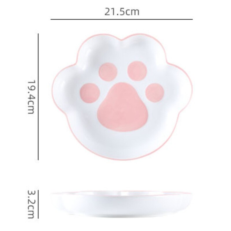 Kawaii Cat Claw Bowls Cartoon Ceramic Bowl Breakfast Dishes Home Cute Cat Dog Paw Western Food Salad Plate: 8.5inch plate Pink