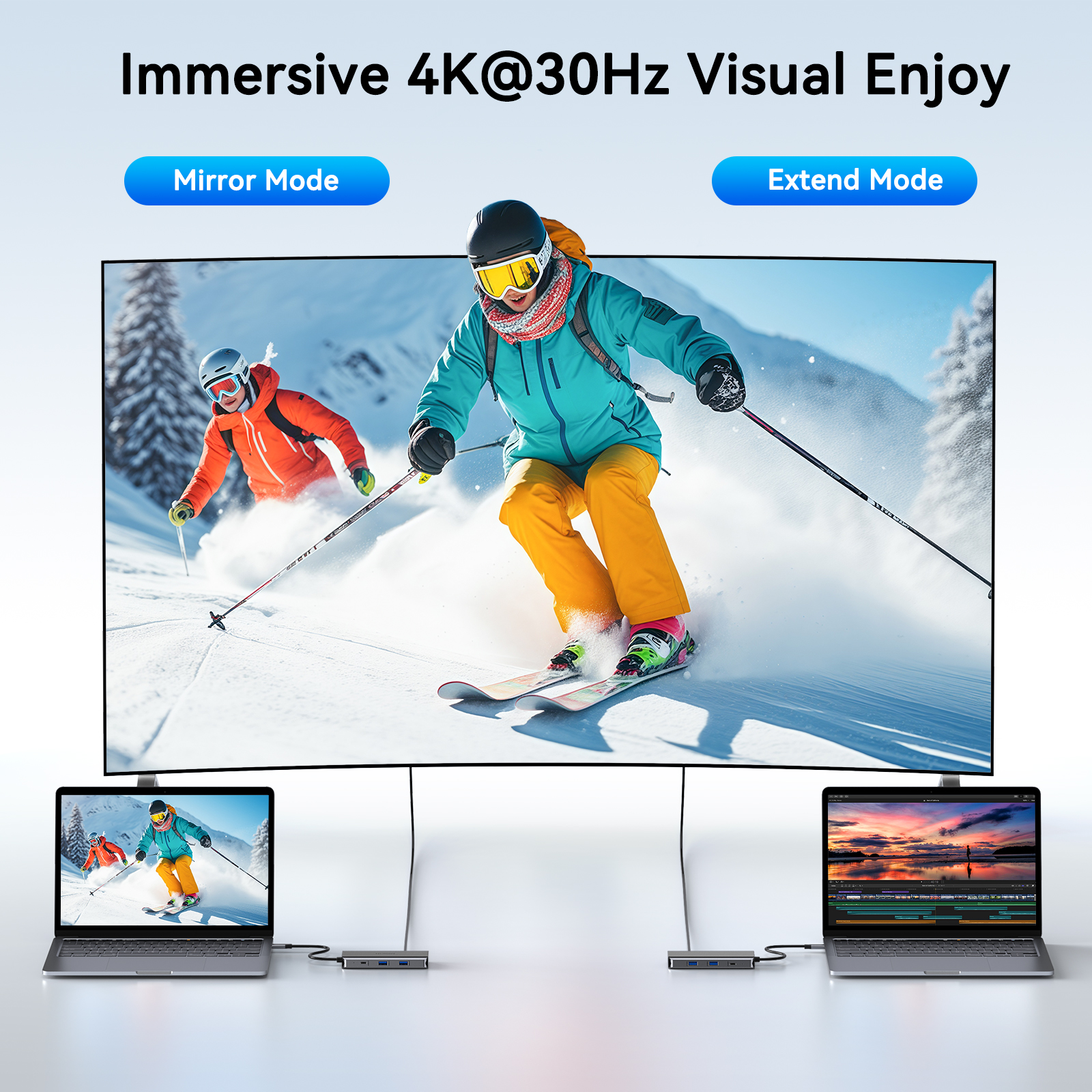 MOKiN USB Hub Type C to 4K HDMI 1000Mbps RJ45 Gigabit Ethernet USB 3.0 USB-C PD100W Charge Adapter for Macbook Pro Air Laptops