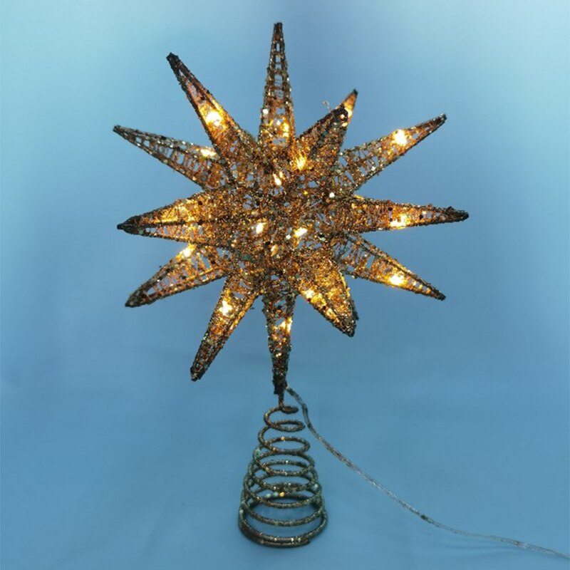 Juletræ ledet stjerne træ topper batteridrevet dekoration på træetop hængende  x4ye: -en
