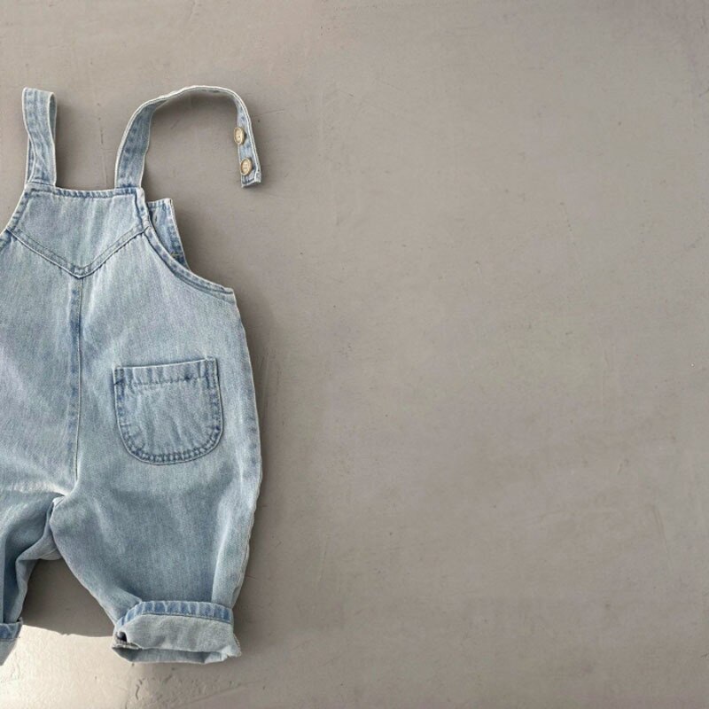 2022 Lente Zomer Koreaanse Stijl Baby Kleding Pasgeboren Baby Denim Riem Broek Jongens Meisjes Jean Kid Cowboy Katoen Pocket Broek