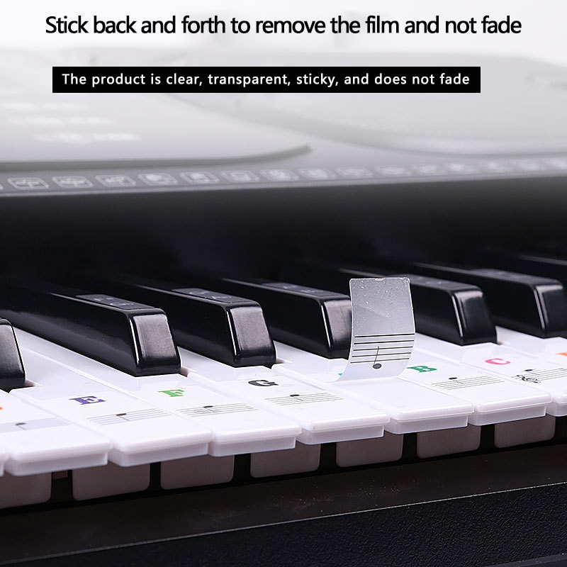 Gennemsigtigt klaver keyboard klistermærke 49/61/88 key elektronisk keyboard klaver node klistermærke til hvide tangenter