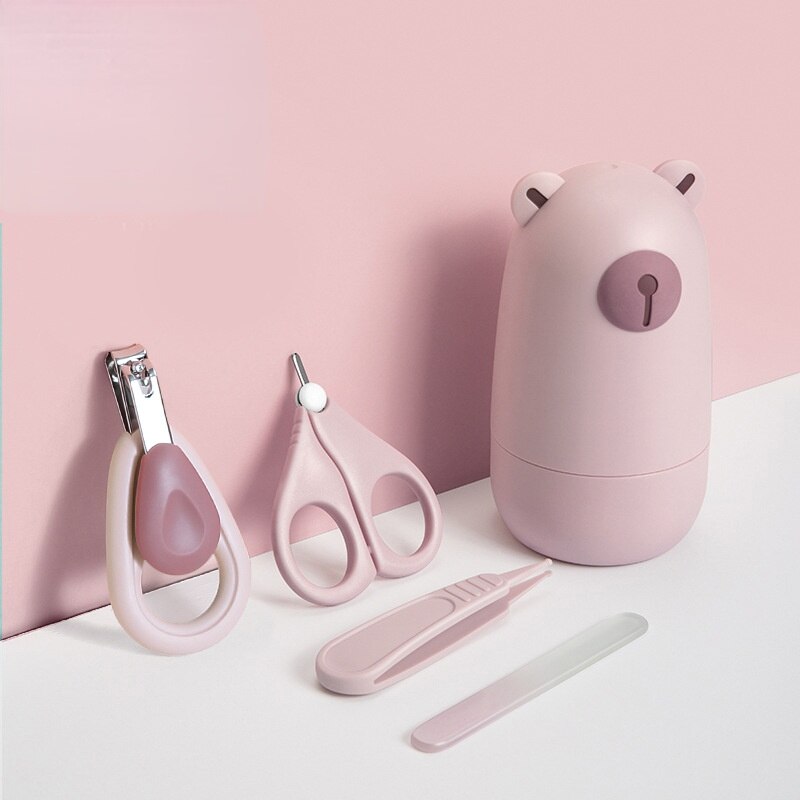 4 pz/set del fumetto infantile tagliaunghie vestito neonati speciale anti-ritaglio tagliaunghie portatile bambino articoli scatola di immagazzinaggio: shell powder Bear