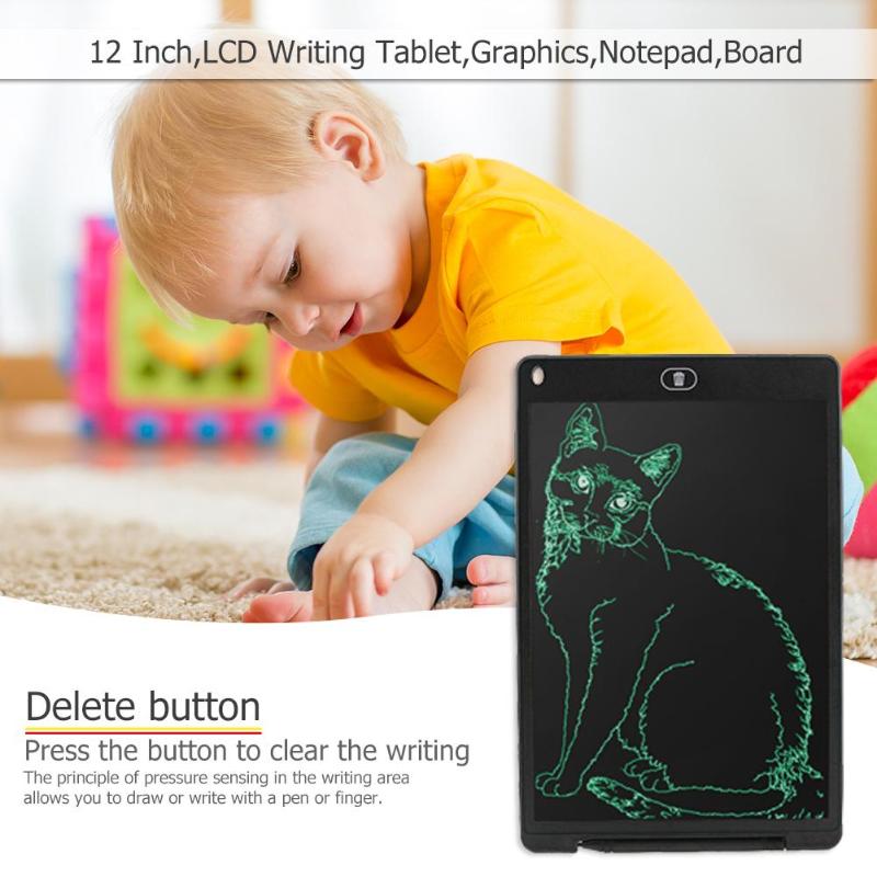 12 Inch LCD Writing Tablet Digital Drawing Tablet Handwriting Pad Portable Electronic Graphics Notepad Board With CR2032 Battery