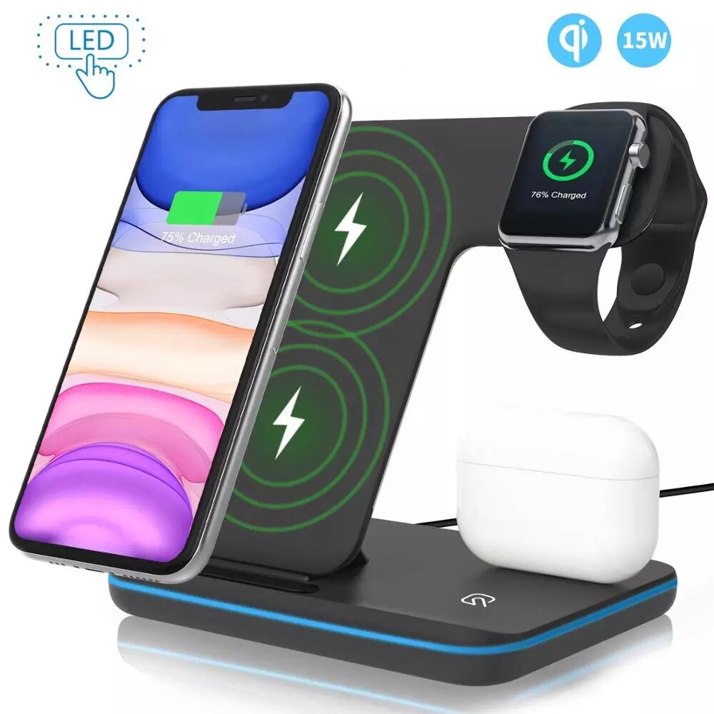 3 in 1 Wireless Charger Fast Charging For iPhone11 Pro XR XS Max 8 for Apple Watch 2 3 4 5 6For AirPods Pro 3 2 Wireless