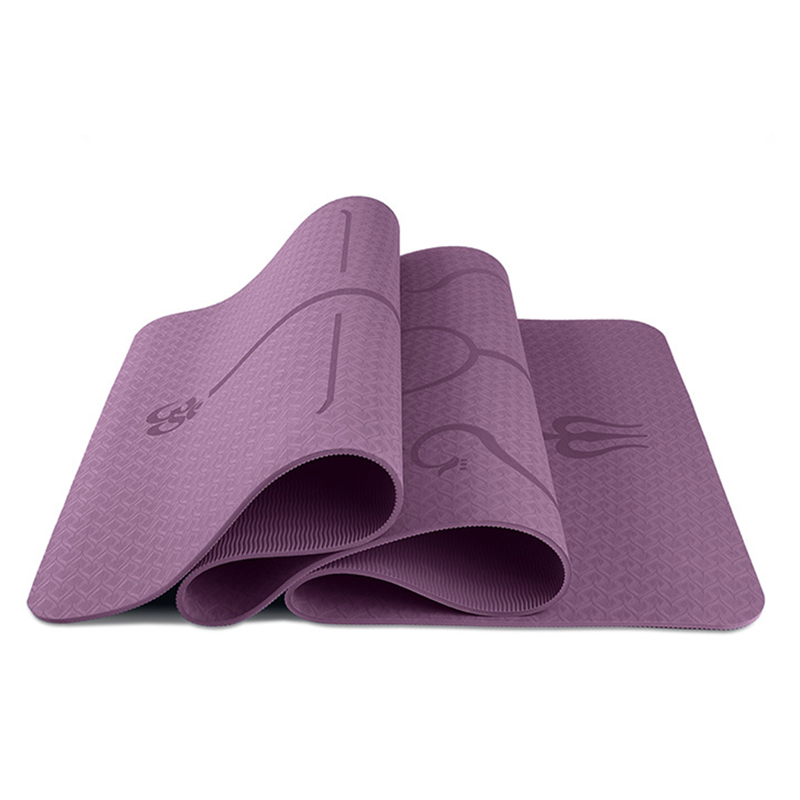 TPE Yoga Double Layer Non-Slip Mat Yoga Exercise Pad with Position Line For Fitness Gymnastics and Pilates