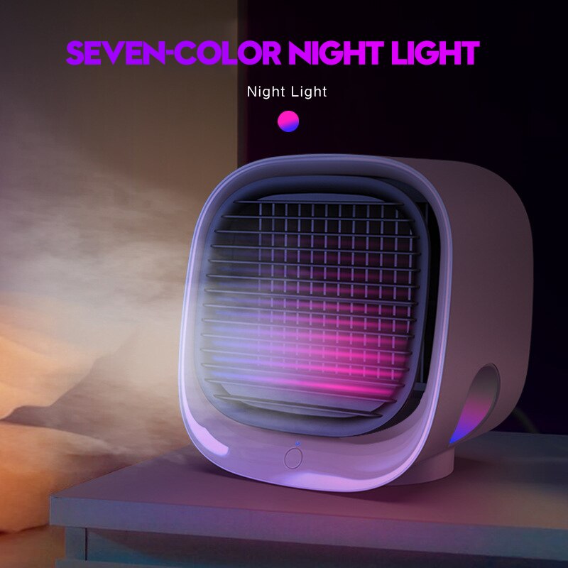 Mini climatiseur portable 7 couleurs led, humidificateur, purificateur, usb, refroidisseur d'air de bureau, ventilateur avec réservoir d'eau, 5v la maison