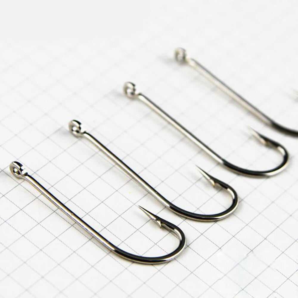 ICERIO 50PCS High Carbon Steel Barbed O'Shaughnessy Jig Hooks Saltwater Fishing Ringed Hooks Accessories Tackle