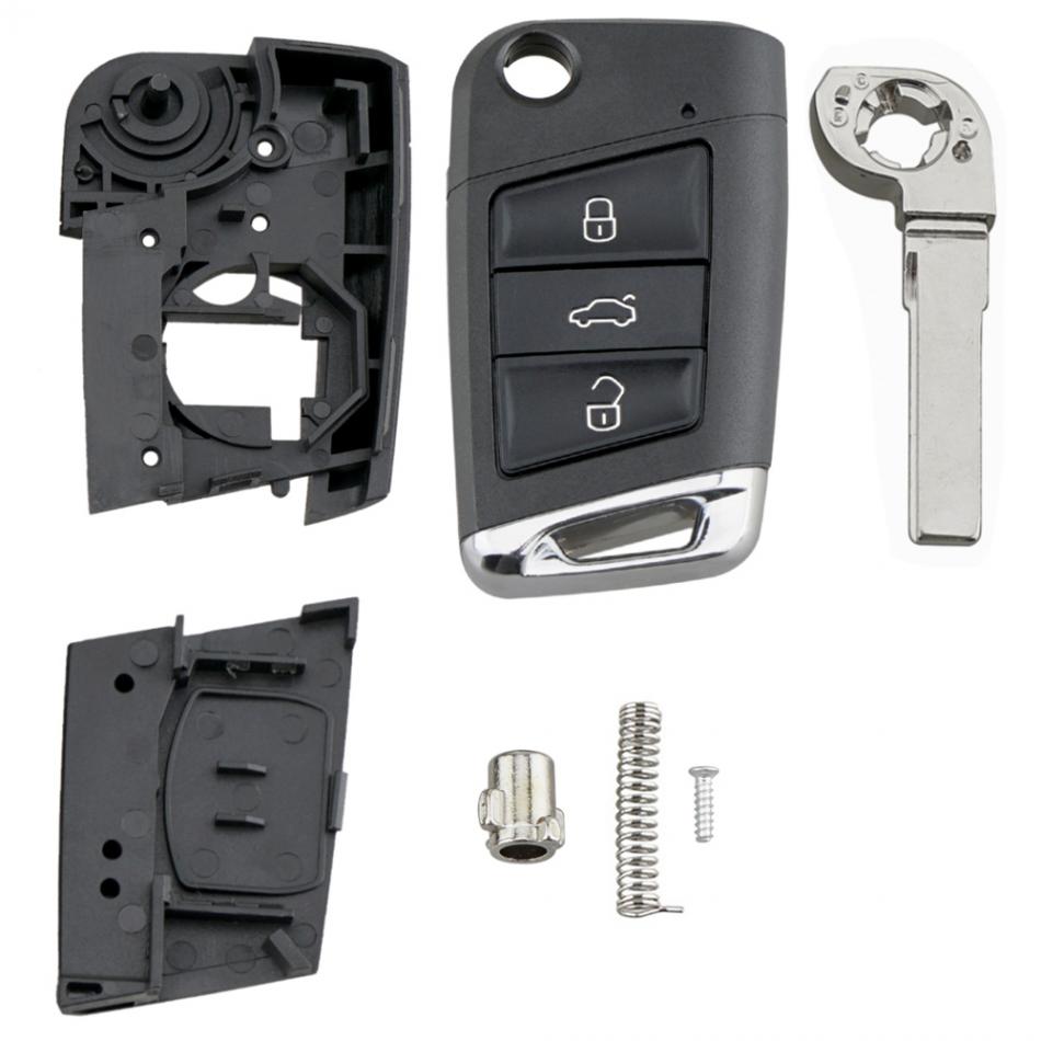 Coque intelligente de porte-clé pliable de style de voiture de 3 boutons pour le siège de VW Volkswagen Golf 7 MK7 Skoda Octavia A7