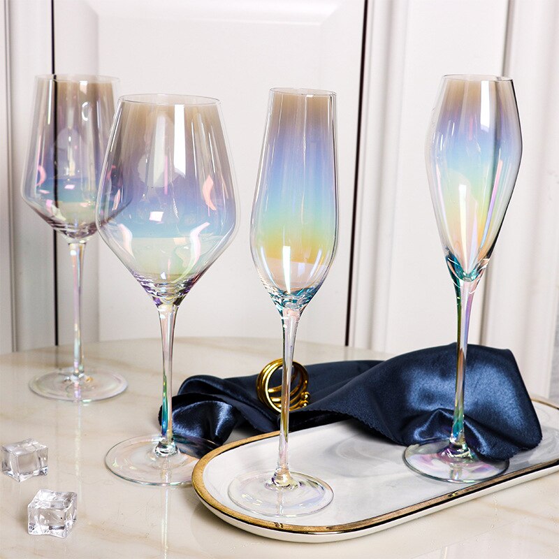 Rainbow Glass Europe Dazzle Color Wine Glass Champagne Glass Red Wine Glass Wedding Crystal Cocktail Glasses