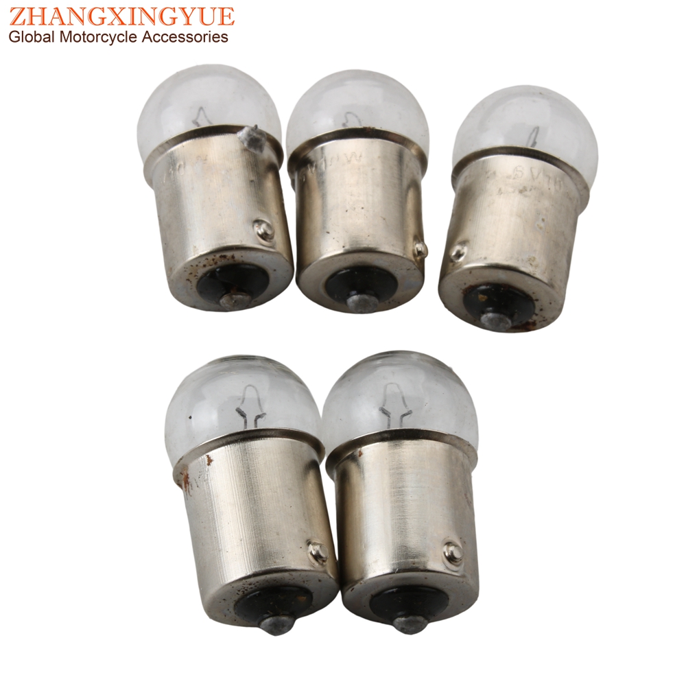 5 stück 6 v 10 Watt BIRNE BA15S G18 Weiß für Motorrad Rolle Moto-Cross Kart 50cc 125cc 200cc 246510655