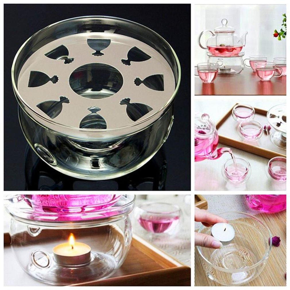 Hittebestendige Theepot Warmer Base Clear Borosilicaatglas Ronde Vorm Isolatie Theelichtje Draagbare Theepot Houder