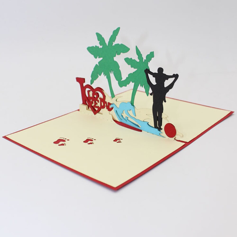 1pc 3D Stereoscopic Card Interesting Delicate Wish Card Blessing Card Greeting Card for Festival Father Dad