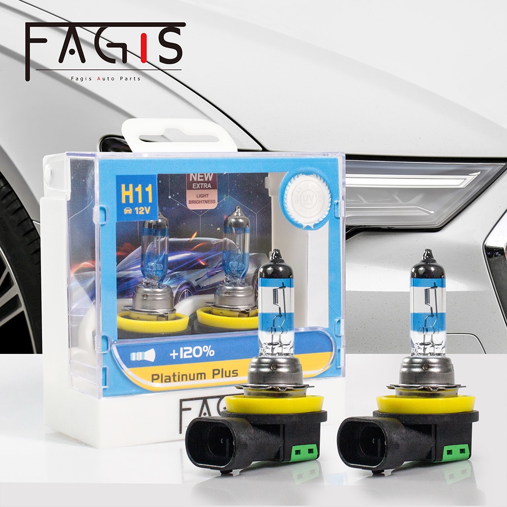 Fagis 2 Pcs 55W H11 H4 9006 Hb4 12V Halogen Lamp Super White Quartz Glass Xenon Car Fog HeadLight Bulb Auto Headlight