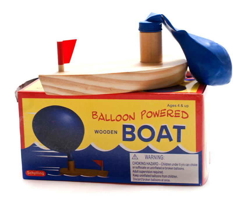 Babybadje Speelgoed Ballon Aangedreven Houten Boot in Bad Klassieke Grappig Spel Bad Boot Speelgoed voor Kinderen