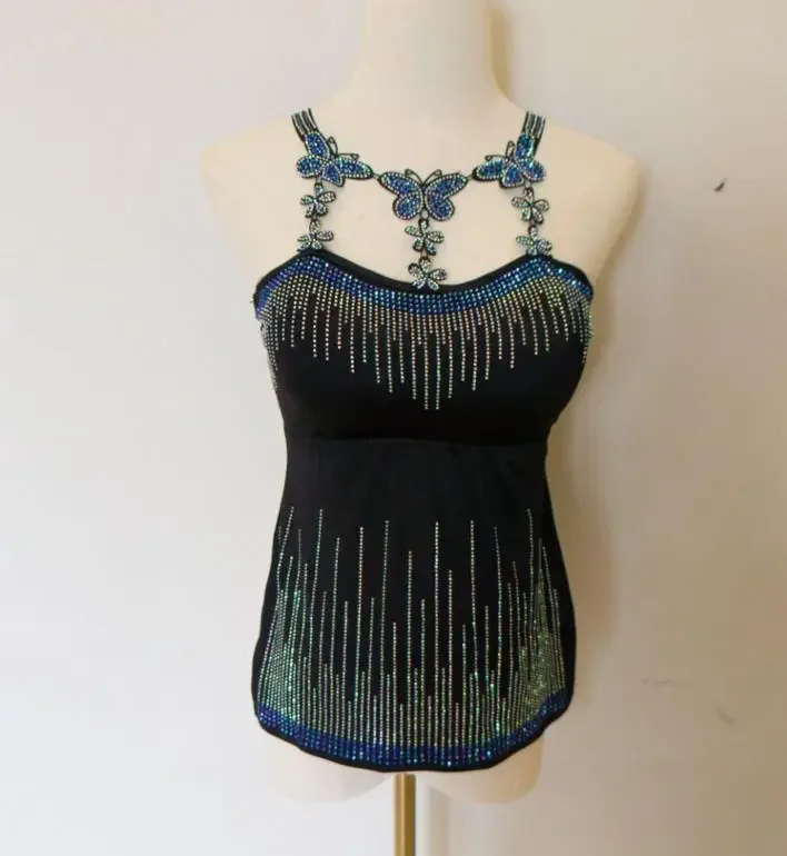 butterfly Women Camis Sexy Femme Padded Camisole Lady Rhainstones Gemstones Tanks Padded Tank Tops