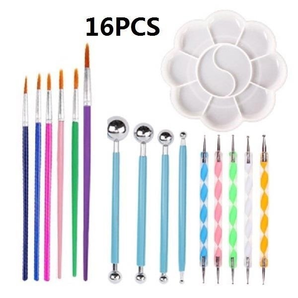 Juego de mandalas profesionales para pintar rocas, Kit de plantillas de puntos para pintura de Mandala, 36/25/20/10/6/5 unids/set: 16PCS
