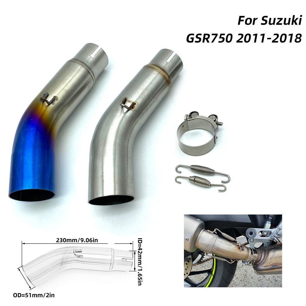 Realzion Motorfiets Slip-On Systeem Midden Link Pijp Uitlaat Sectie Sluit Voor Suzuki GSR750 Gsr 750